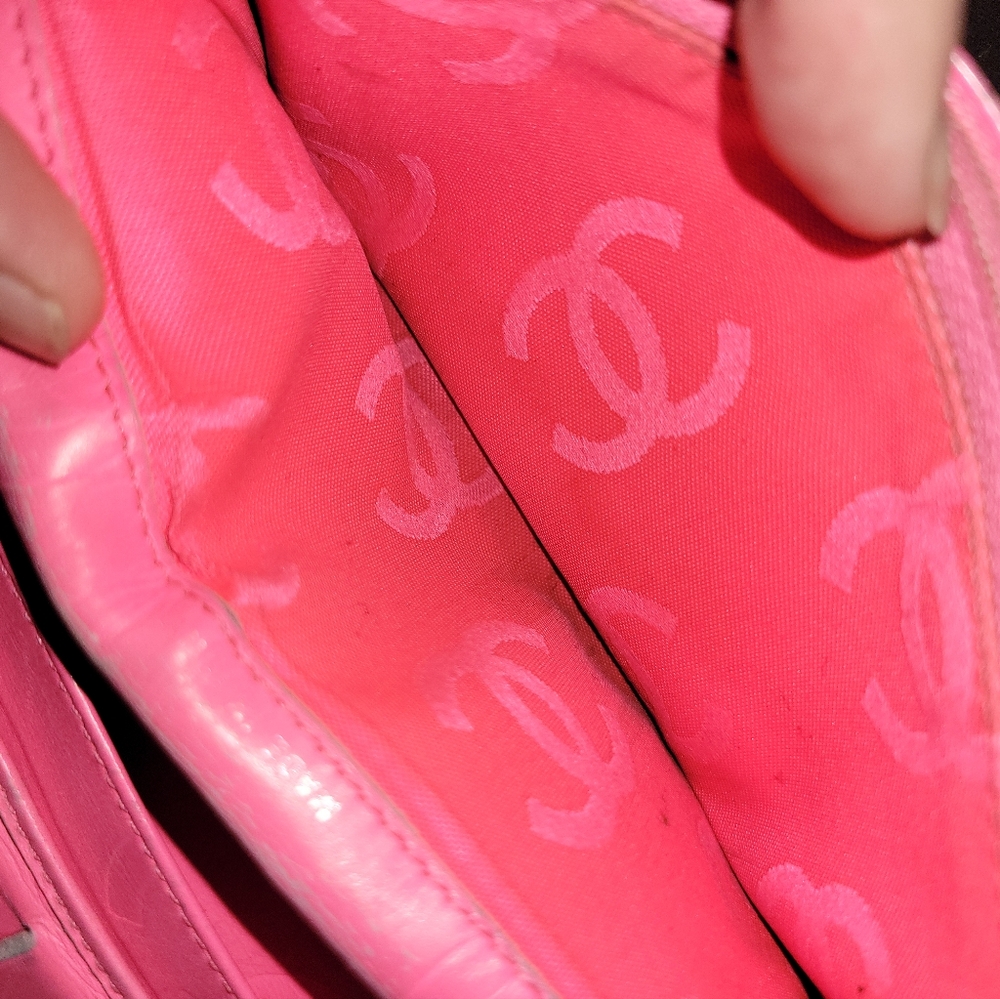 😍1daySALE! CHANEL Cambon Quilted Long Wallet black hot pink - Picture 8 of 11